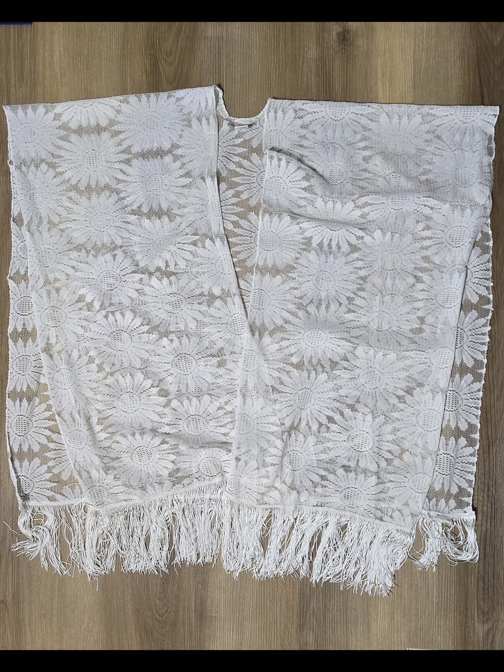 White Floral Lace Fringe Kimono Cover-Up